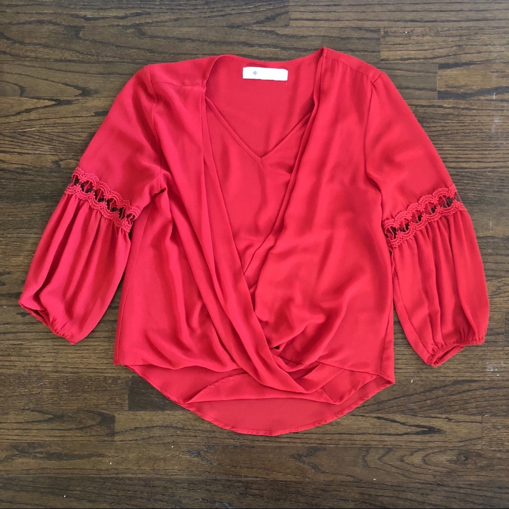 NWOT Impeccable Pig | Red Flowy Blouse